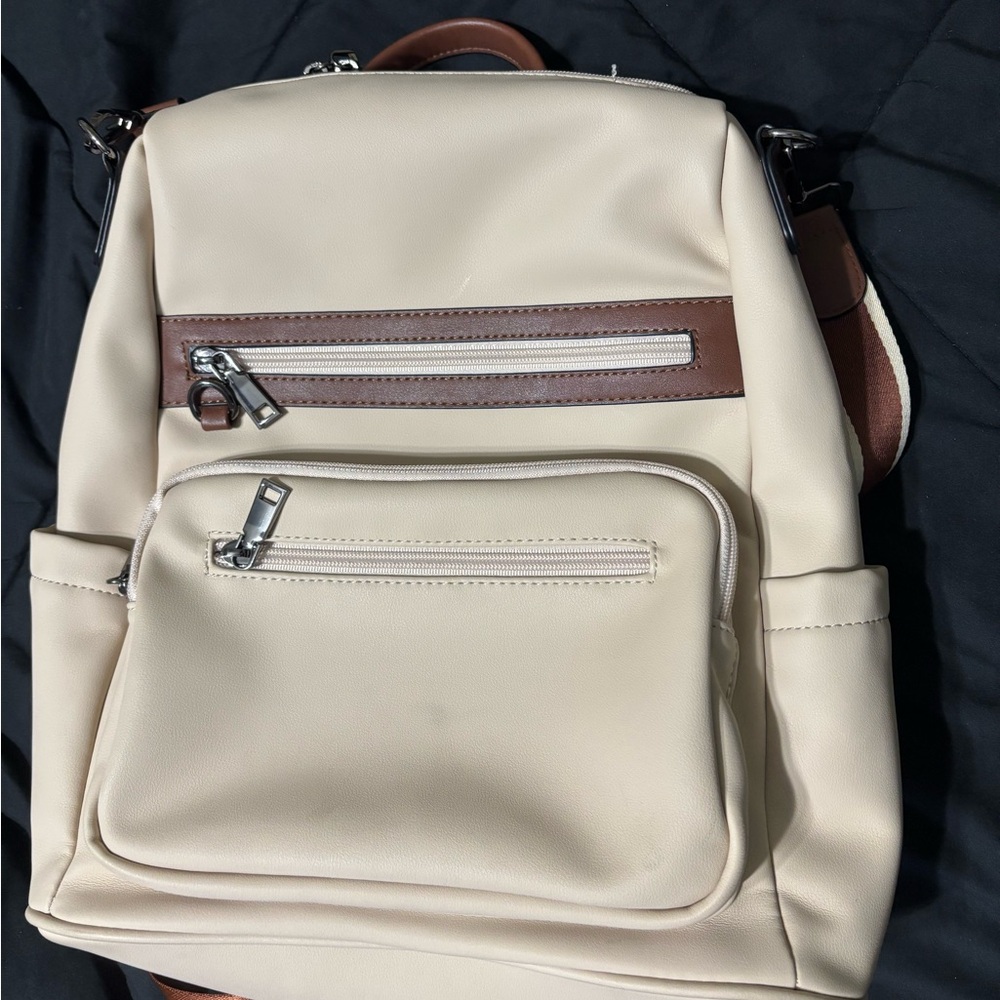 Cream and Brown Backpack